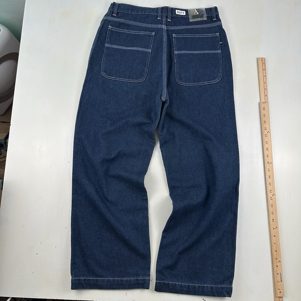 VTG 90s American Exchange Baggy Wide Leg Jeans Men Fits 32x30 Blue Hiphop Skater - Picture 3 of 10